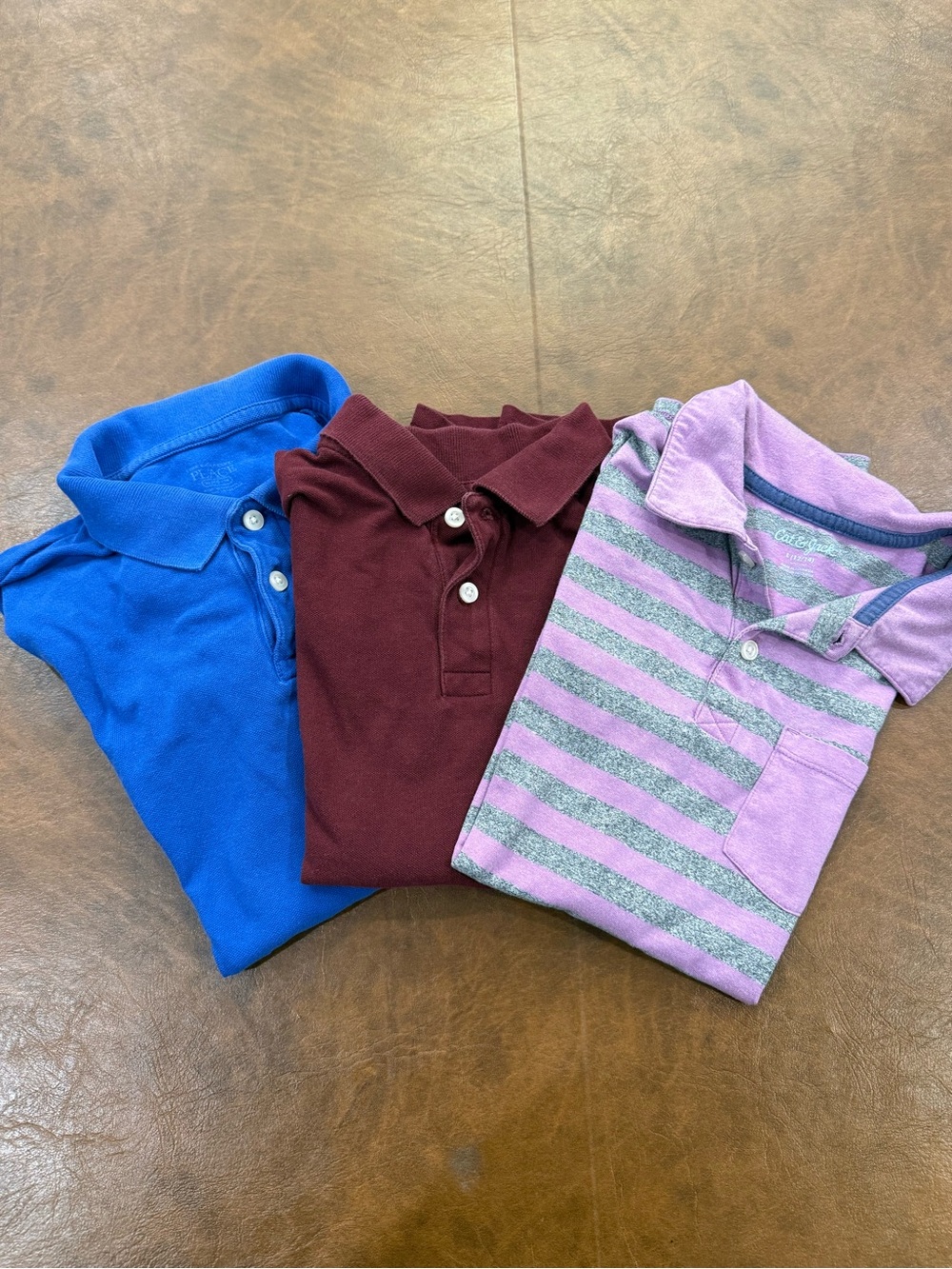 Boys Polo Shirt Bundle 3-Pack Blue Maroon & Purple Stripe Size 12/14